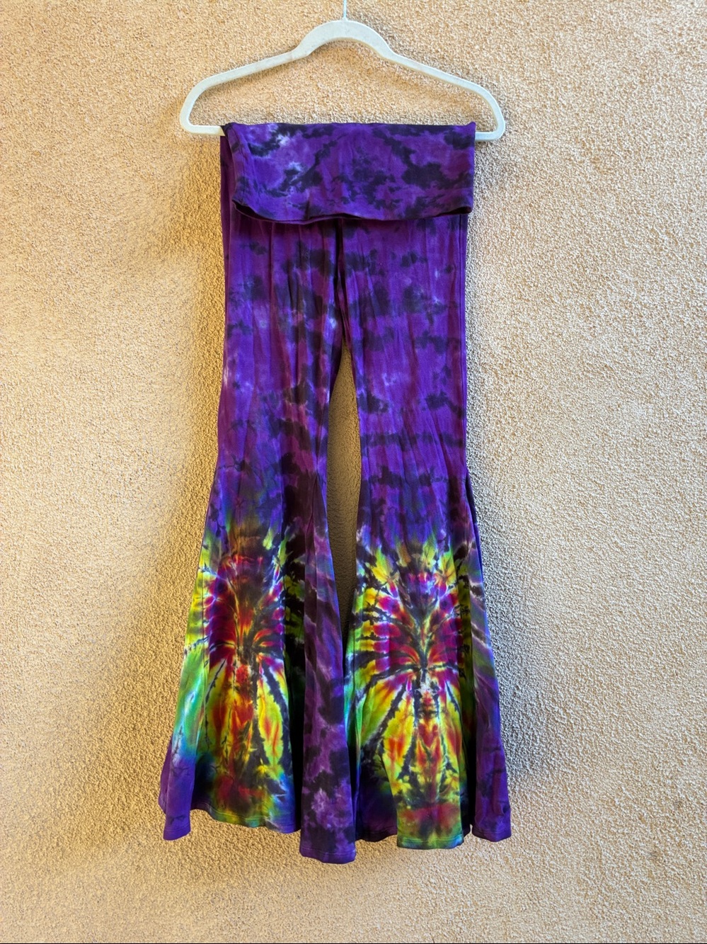 Gratefully Threaded Purple Tie-Dye Flared Bell Bottom Pants Hand Made USA